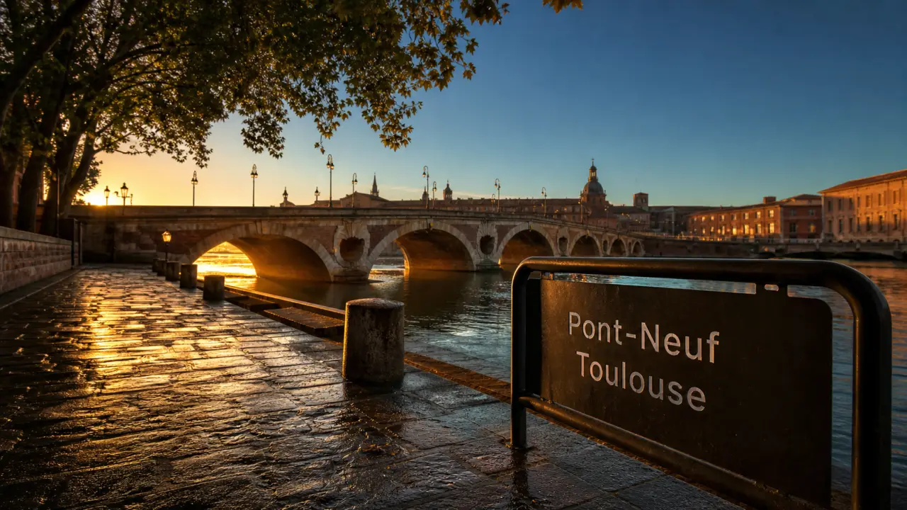 Toulouse Sehenswürdigkeiten : Pont-Neuf sur la Garonne au golden hour
