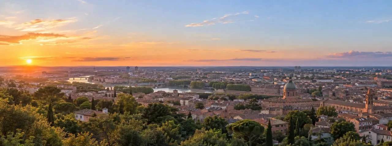 Point de vue Toulouse depuis Pech-David au coucher du soleil