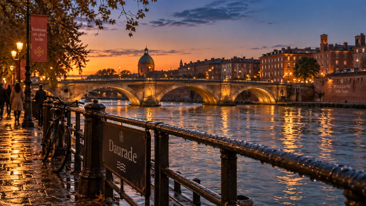 Point de vue toulouse : Daurade, Pont Neuf et la Garonne au golden hour
