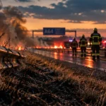 Un fourgon prend feu sur l’A64 près de Toulouse, 3 500 m² brûlés