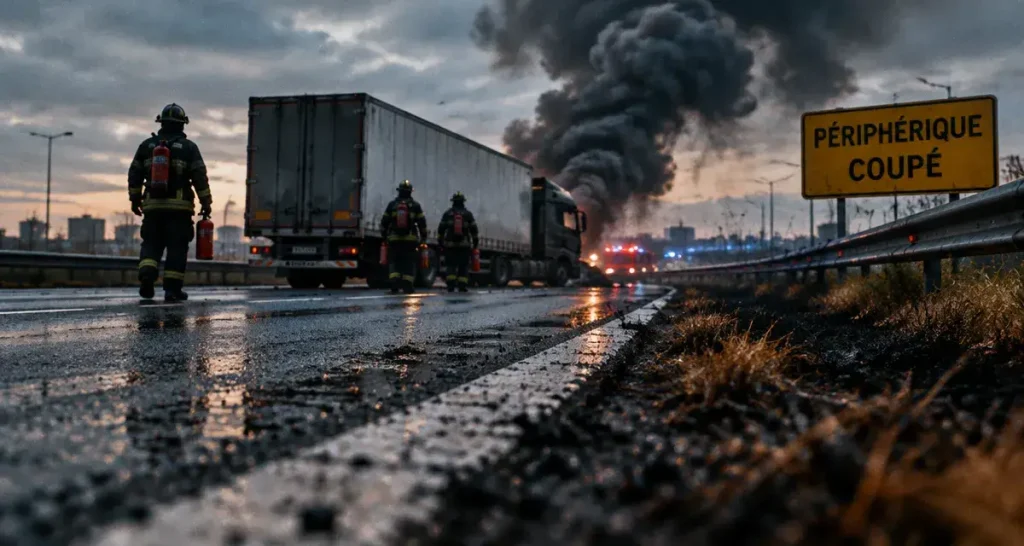 Poids lourd en feu sur le périphérique de Toulouse : l’axe extérieur coupé