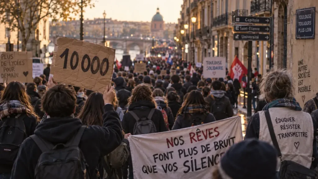 À Toulouse, plus de 10 000 personnes défilent avec les lycéens